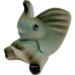 Elephant Figurine‎ Rhinestone Eyes Home Decor Shelf Sitter Statue Cute